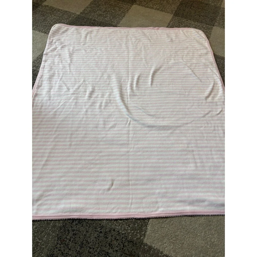 Carter’s Cotton baby Receiving Blanket Pink White Stripe Flower Floral rare